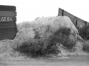 Border fence with rock